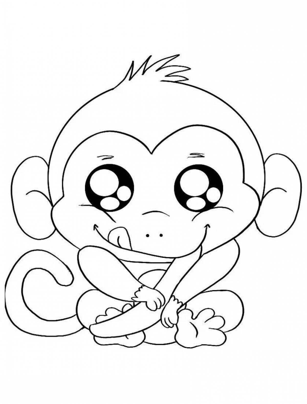 Забавная раскраска обезьяна
