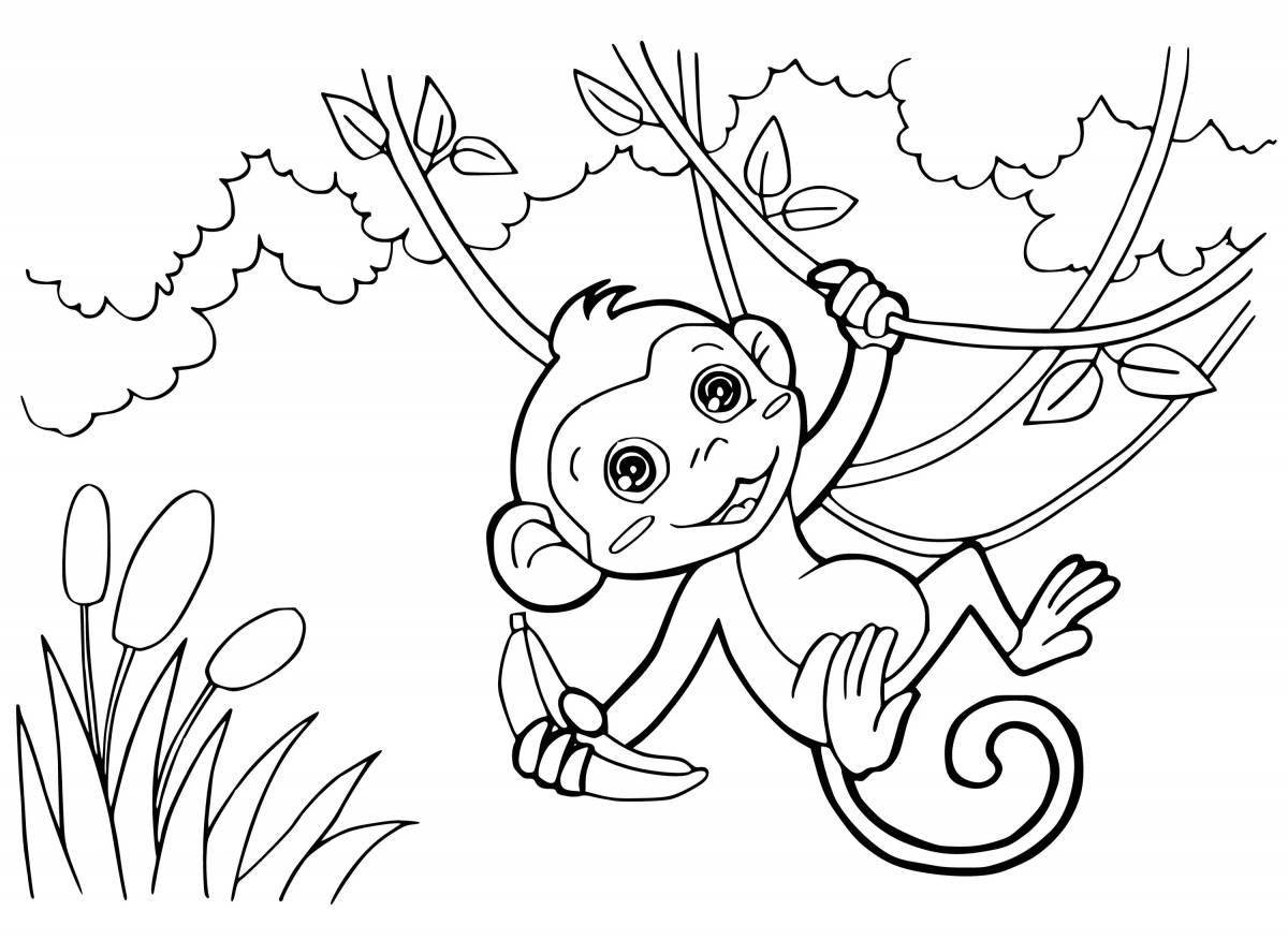Smiling monkey coloring book