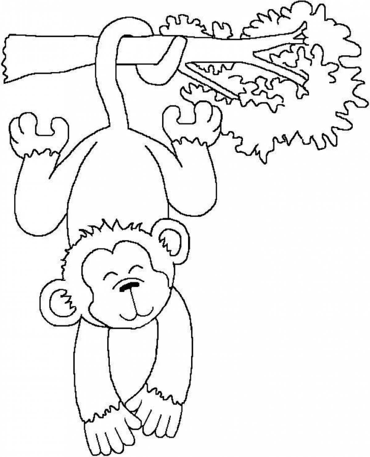Энергичная раскраска обезьяна