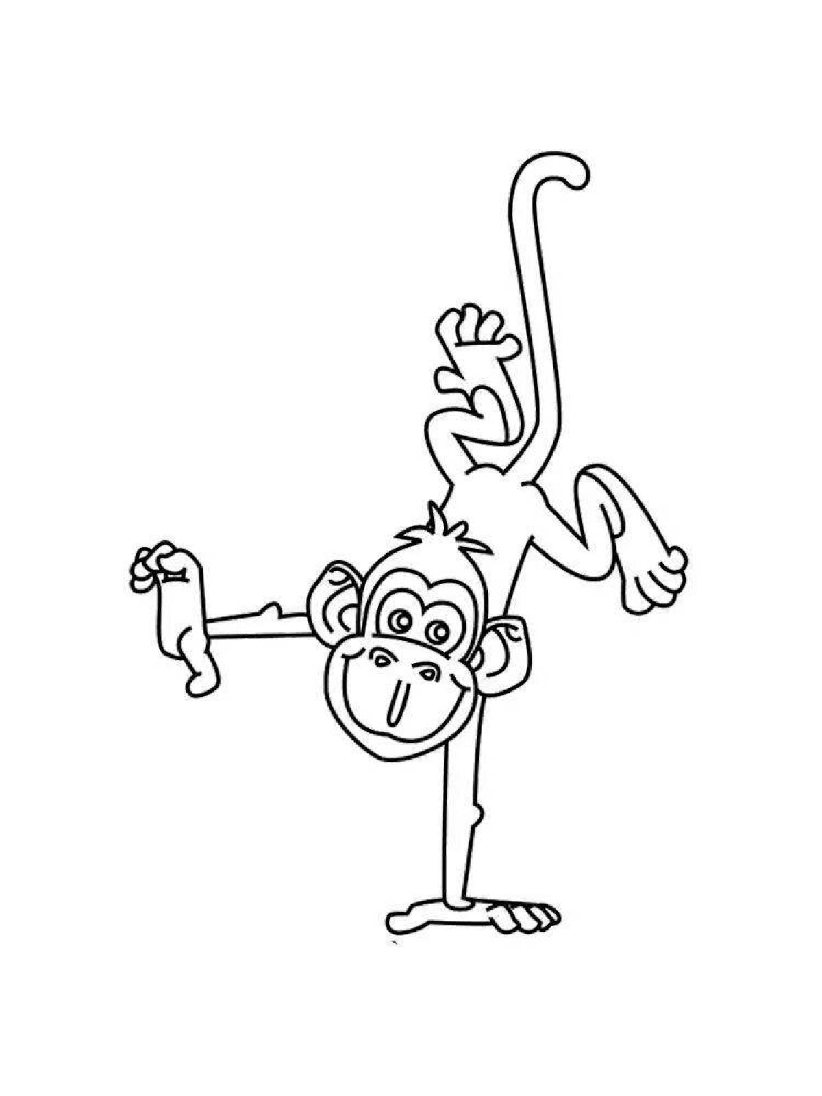 Игривая обезьяна-раскраска