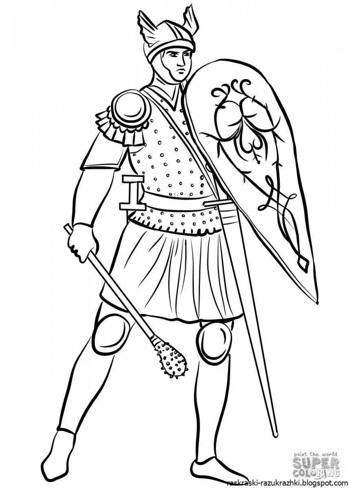 Heroic warrior coloring page