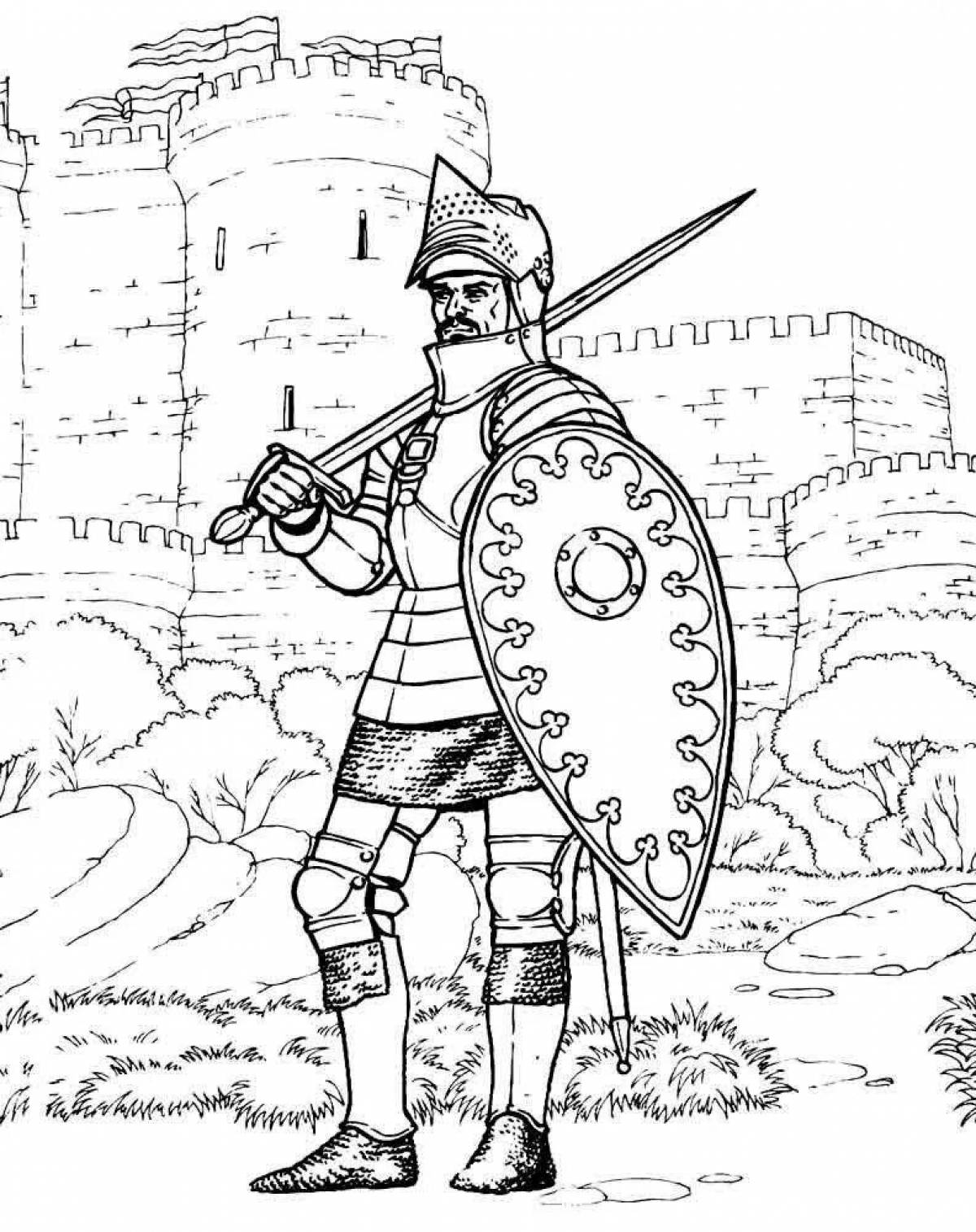Colorful warrior coloring page