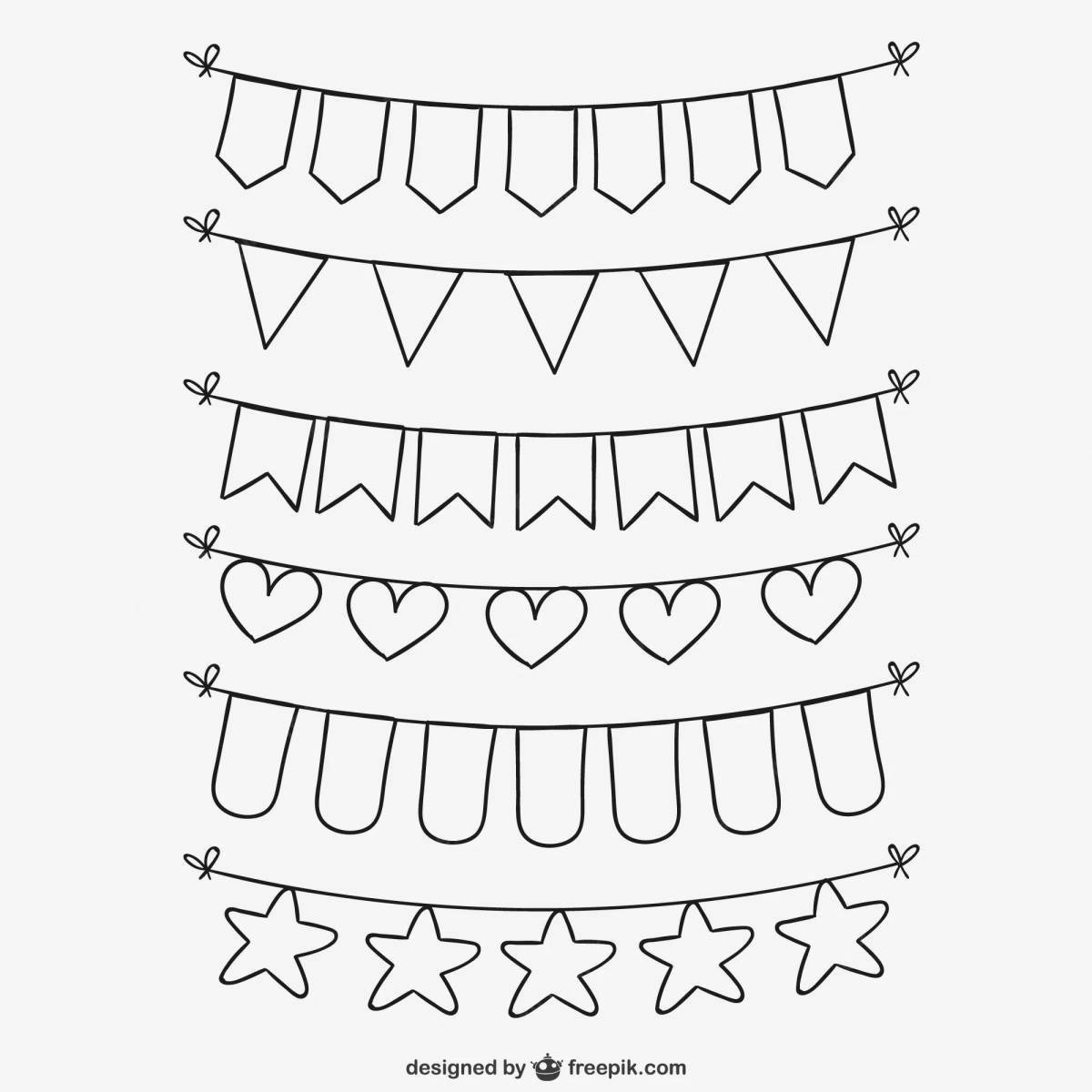 Invitation garland coloring book for kids