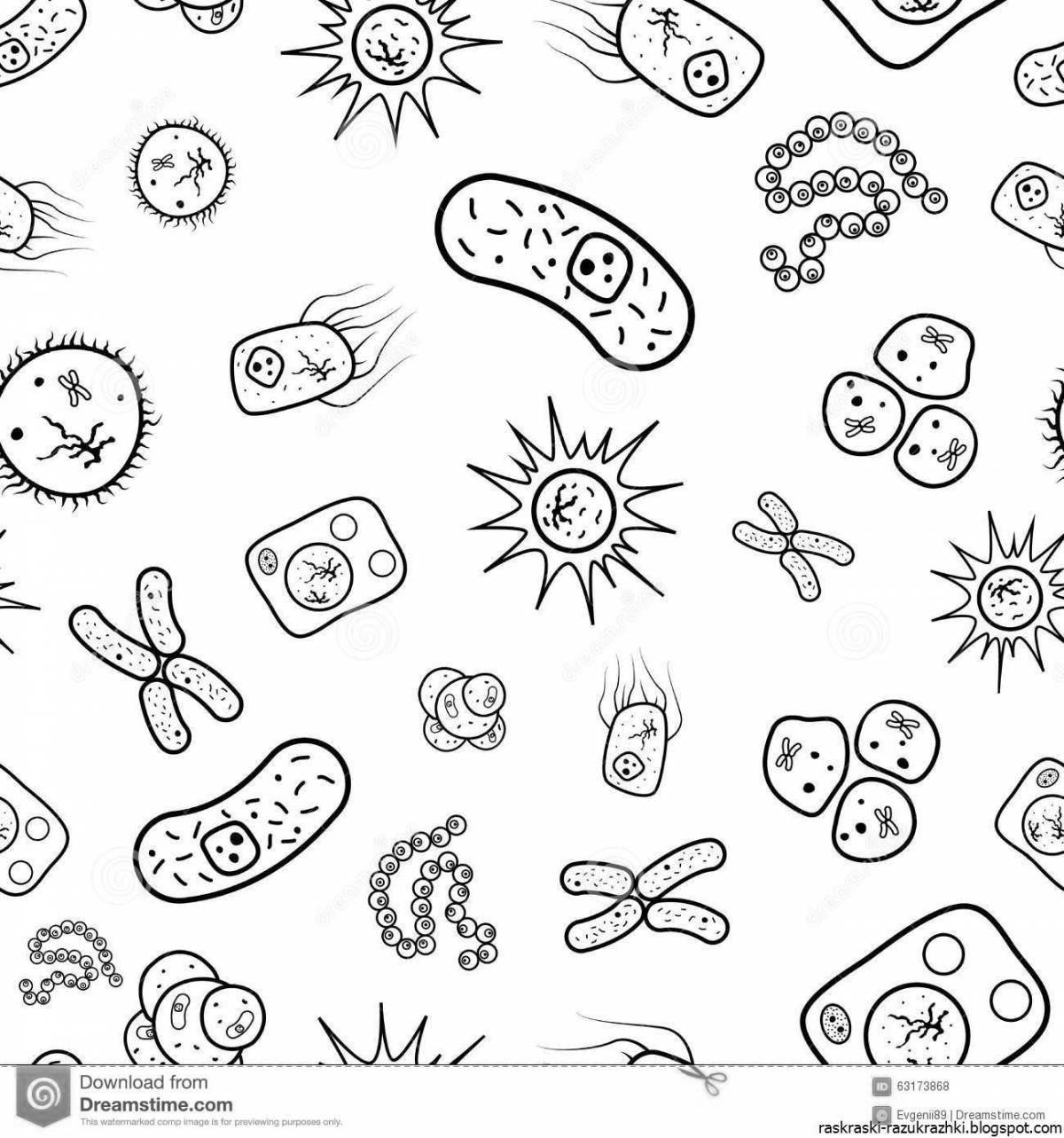 Страница раскраски с участием бактерий