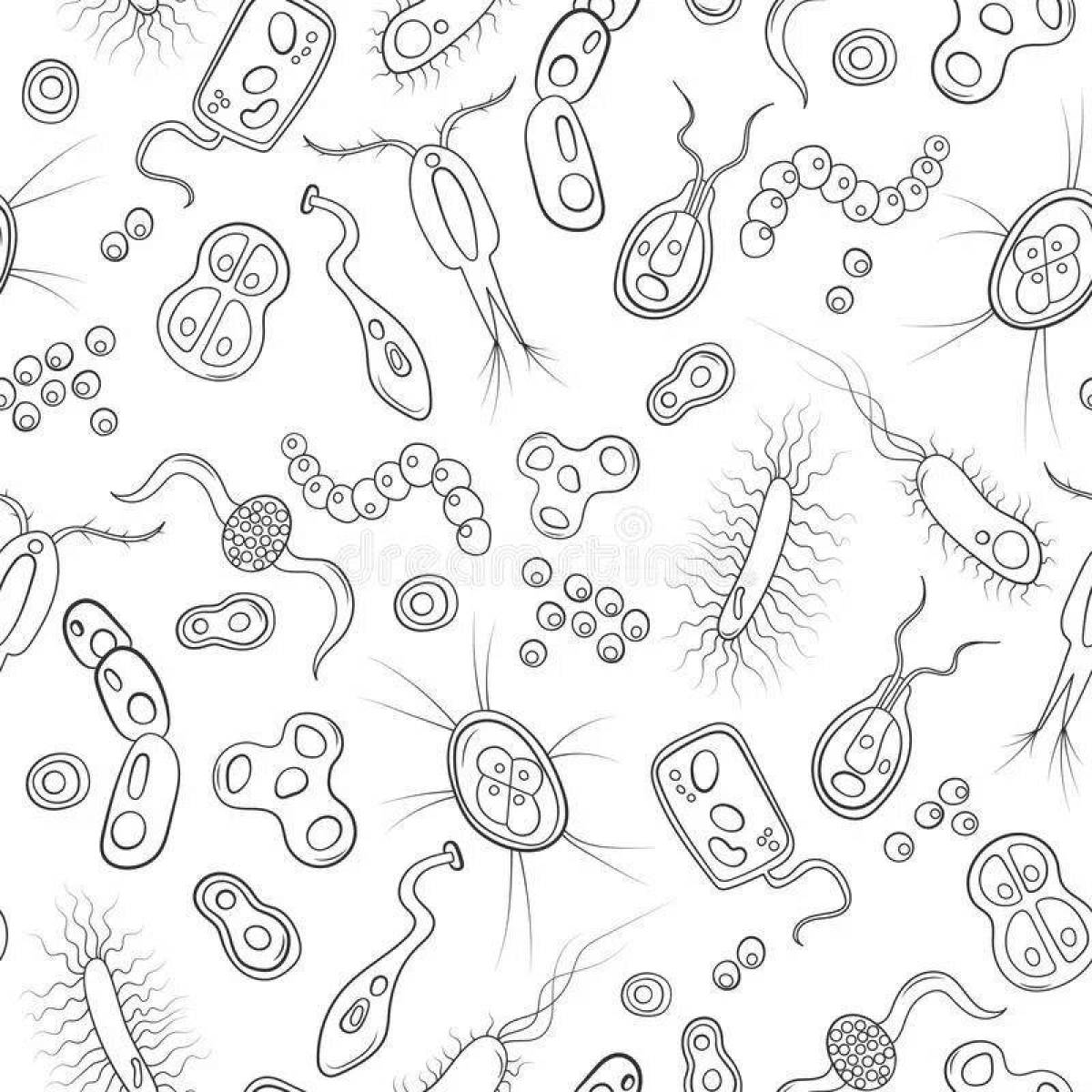 Очаровательная страница раскраски бактерий