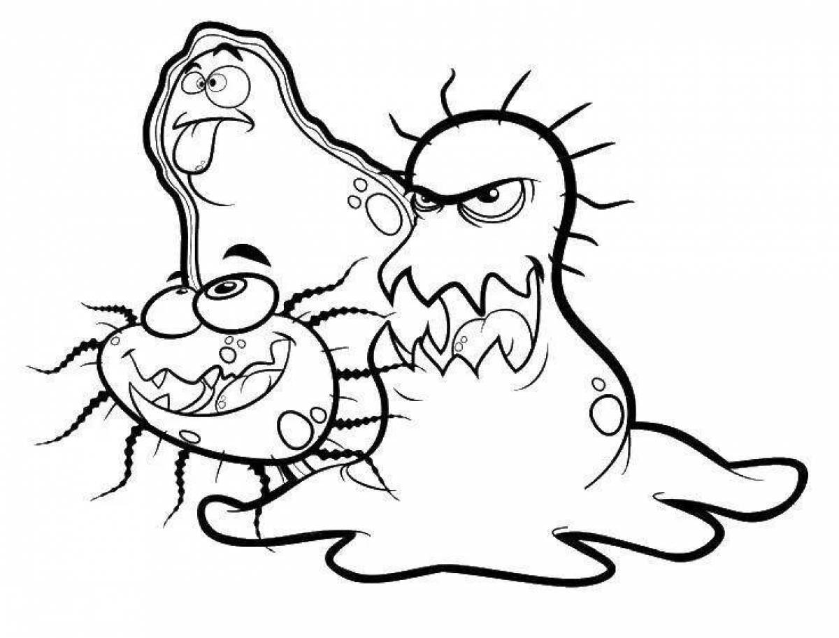 Glowing bacteria coloring page