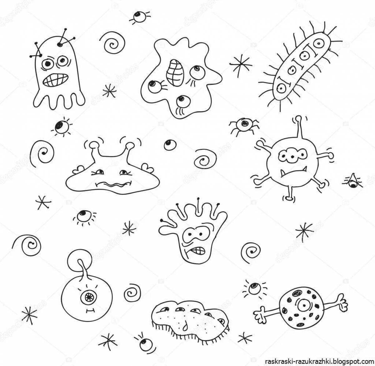 Fancy bacteria coloring page