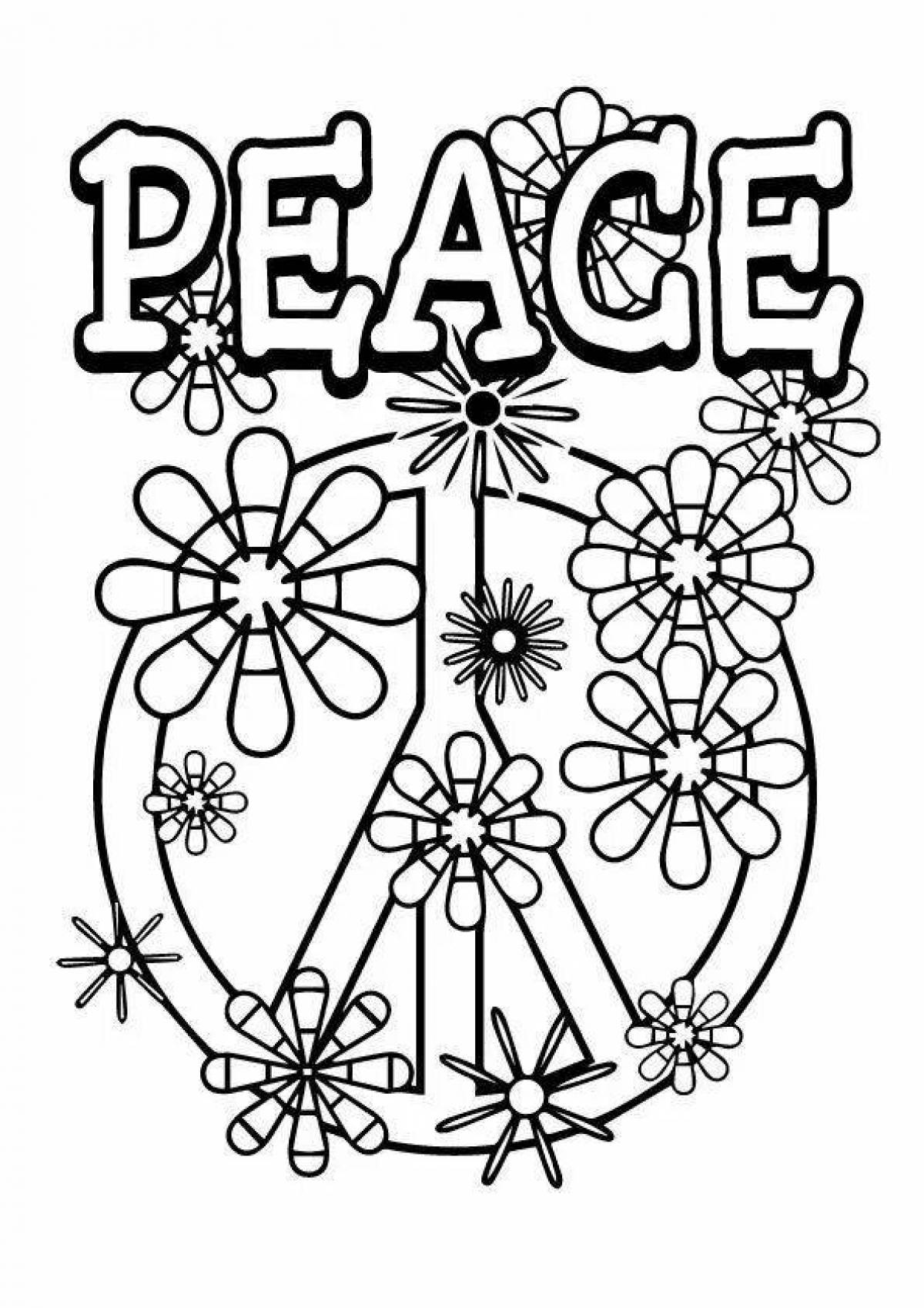 Hippie coloring page bright