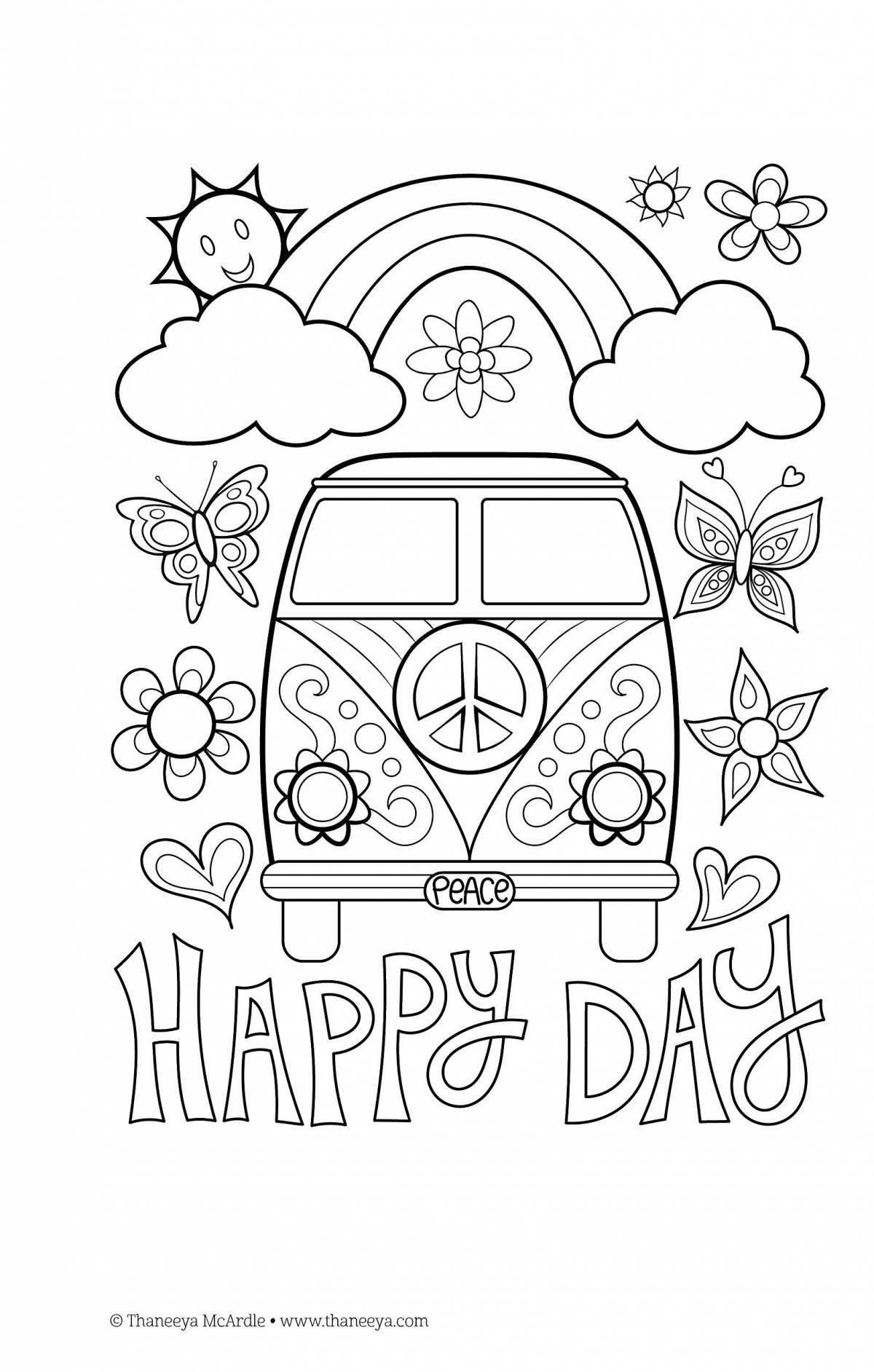 Hippie coloring page