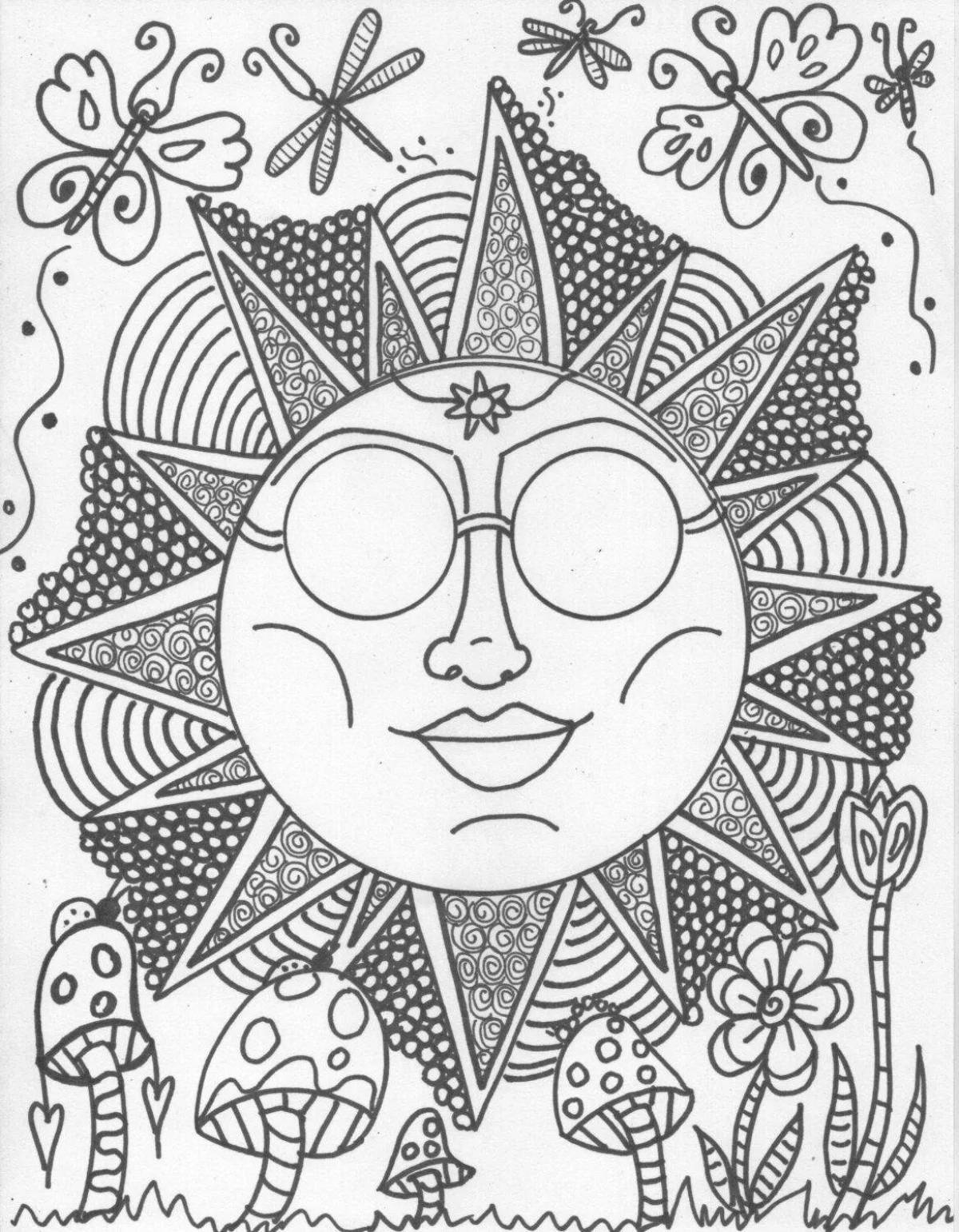 Glitter hippie coloring page