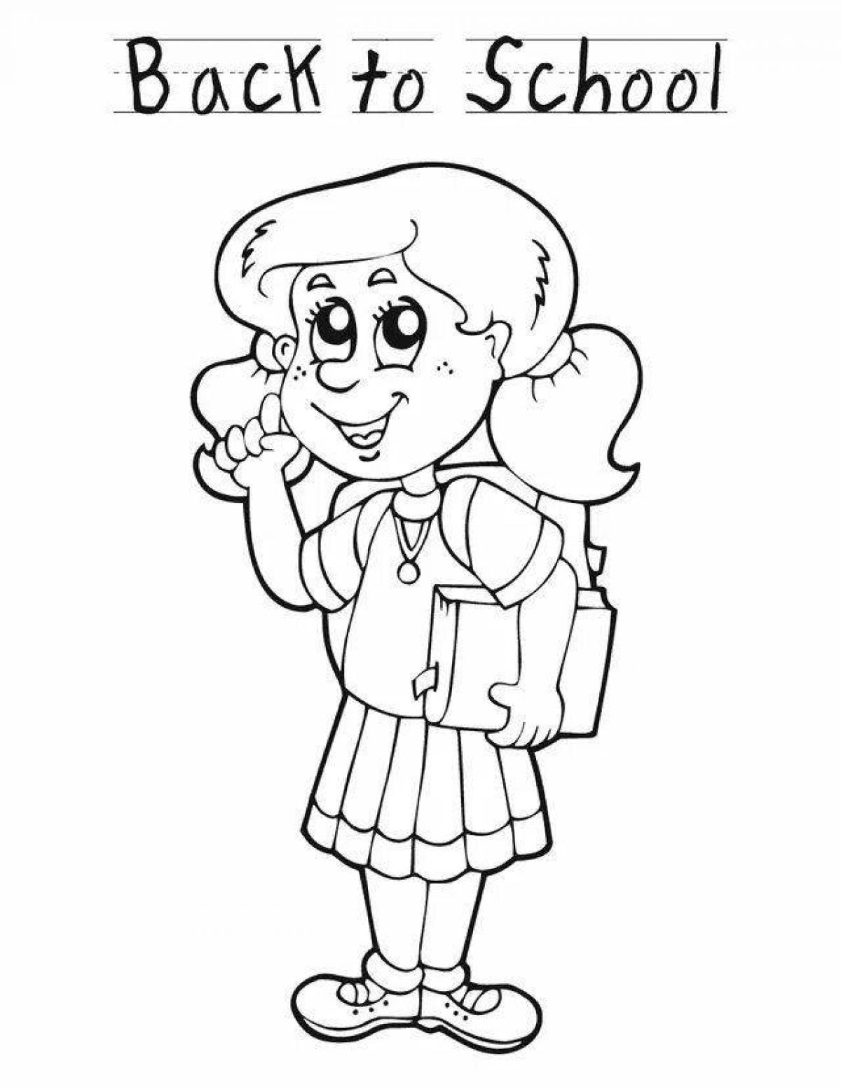 Coloring book smart schoolgirl