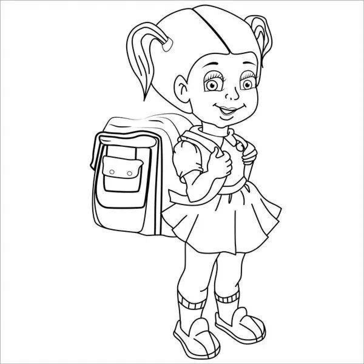 Coloring page witty schoolgirl