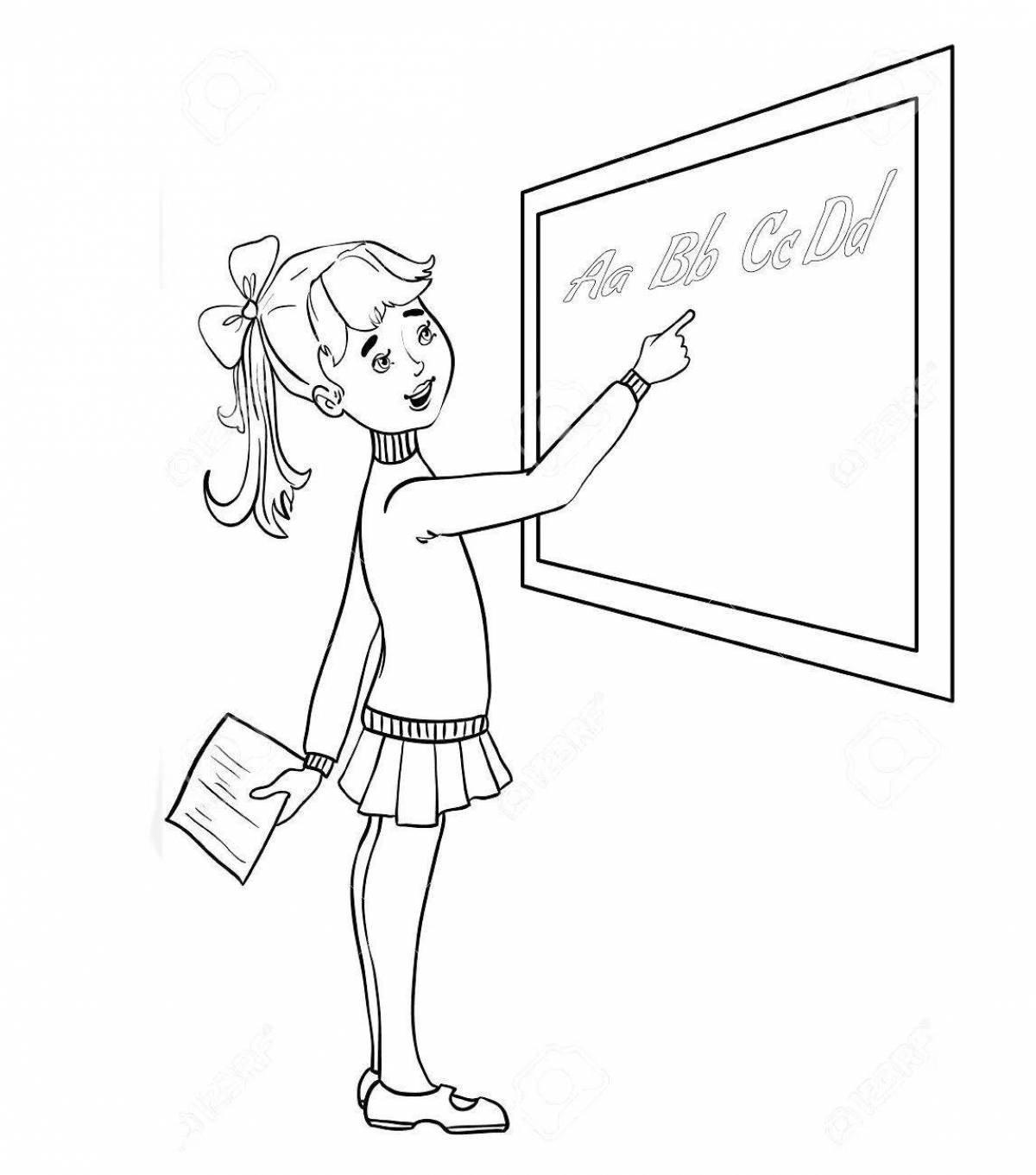 Coloring page fearless schoolgirl