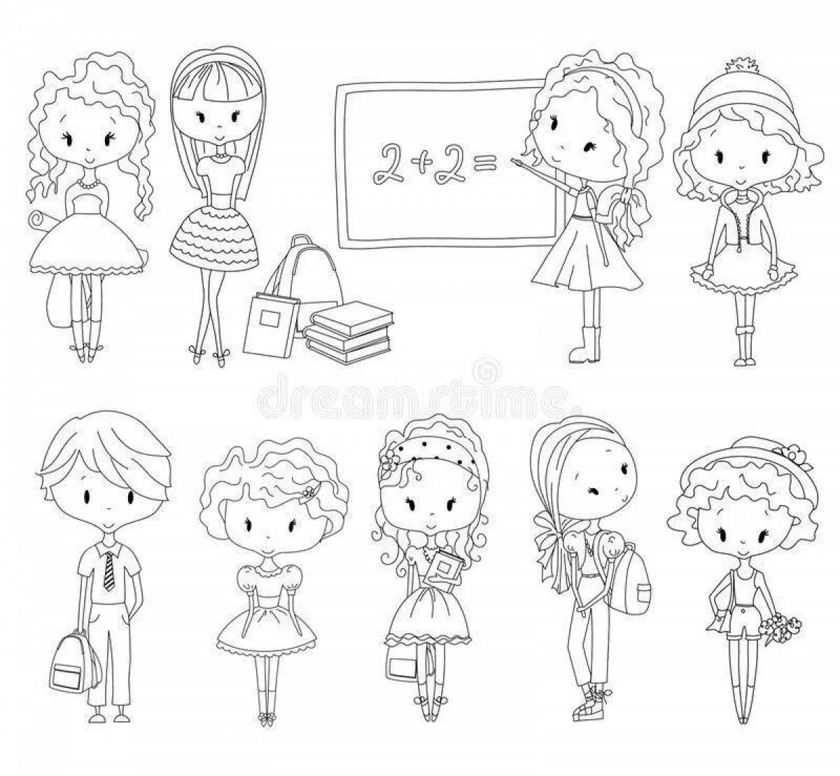 Independent schoolgirl coloring page