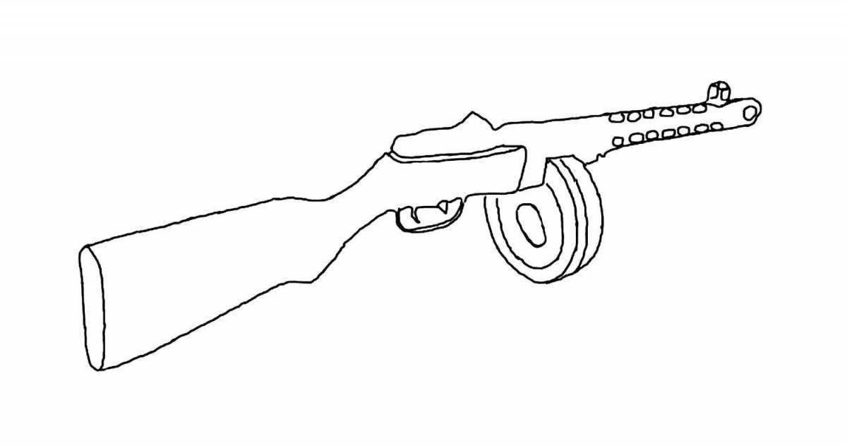 Игривая страница раскраски пистолета для детей