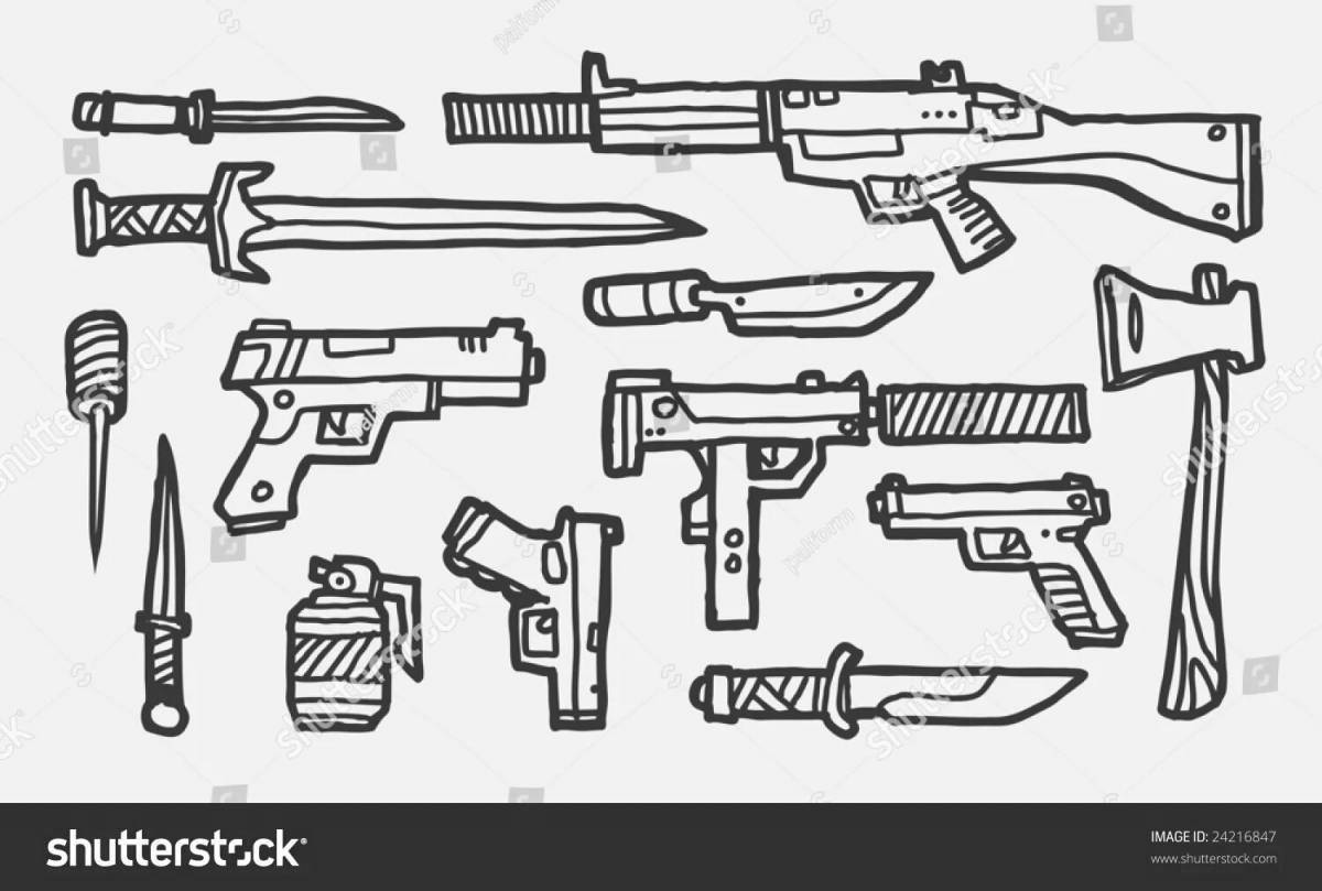 Attractive gun coloring book for kids