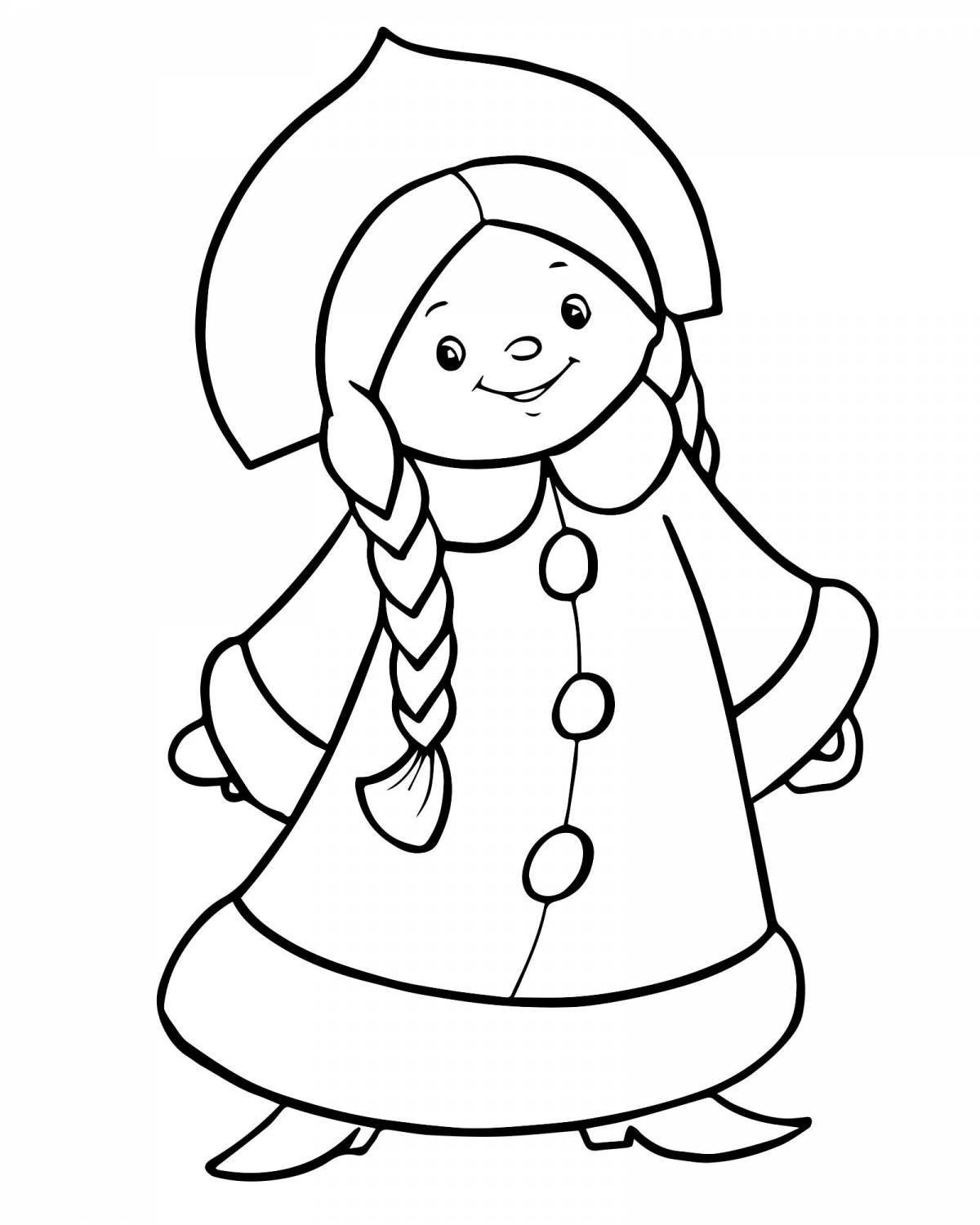 Coloring page joyful snow maiden