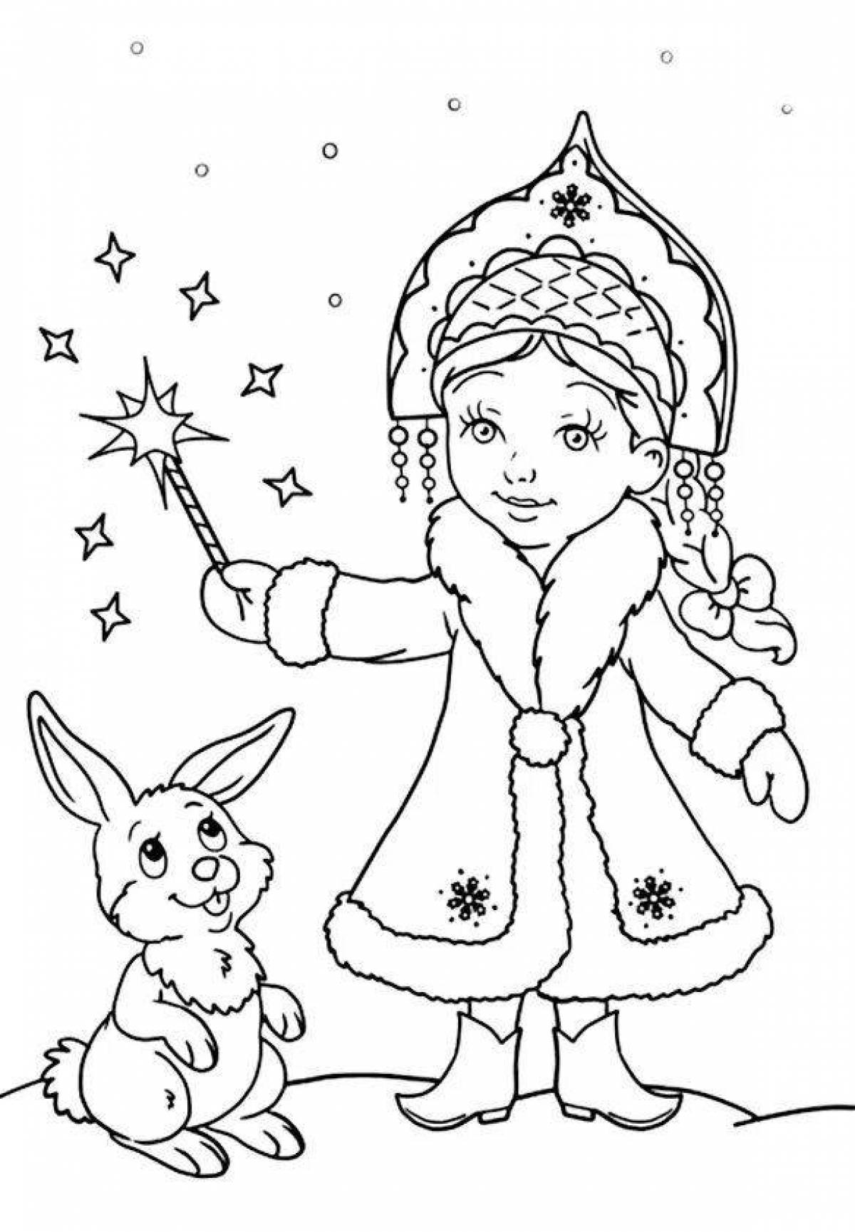 Radiant snow maiden coloring page