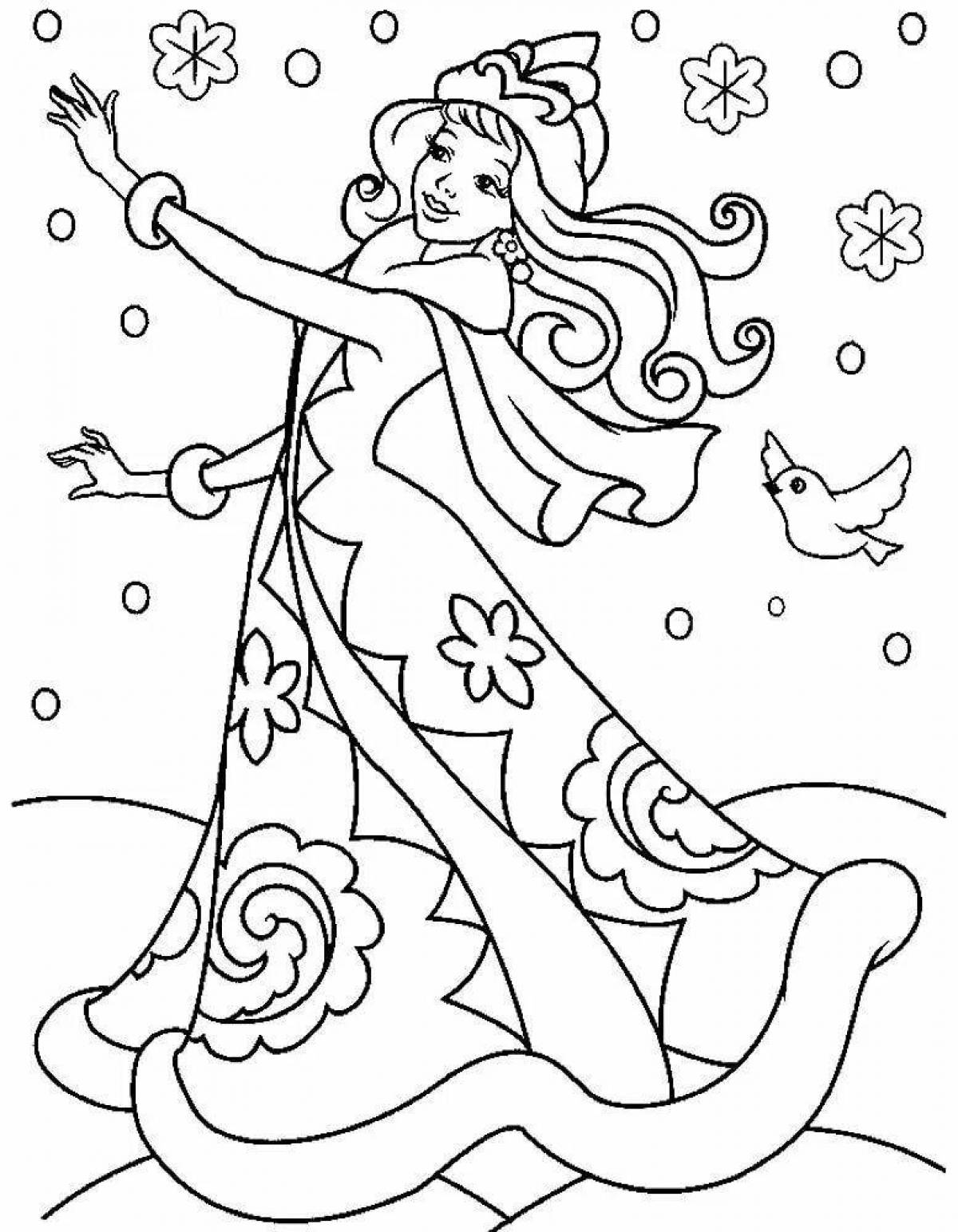 Coloring book sparkling Snow Maiden
