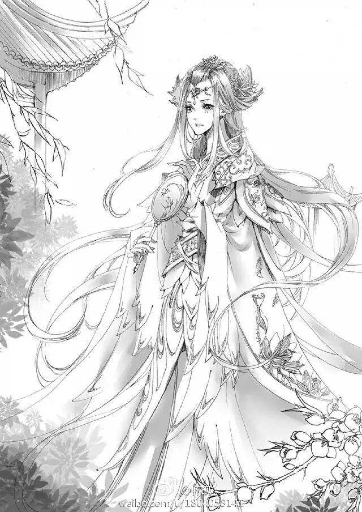 Grand coloring page anime fantasy