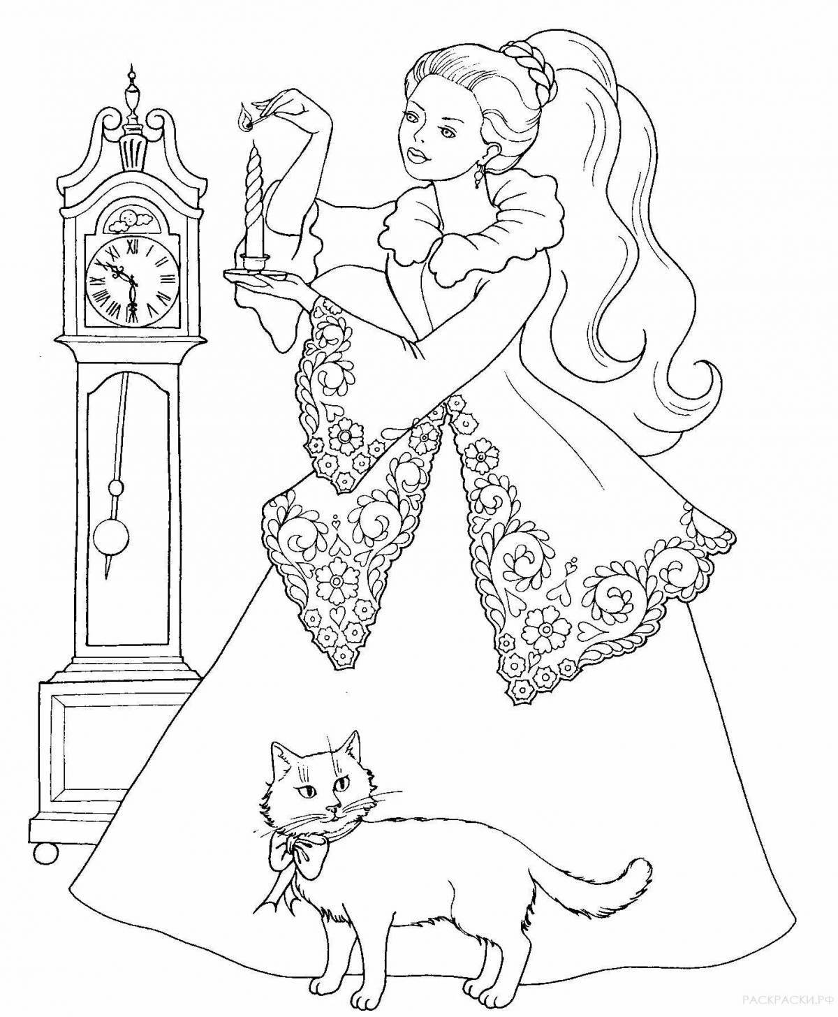 Fancy clock coloring for girls