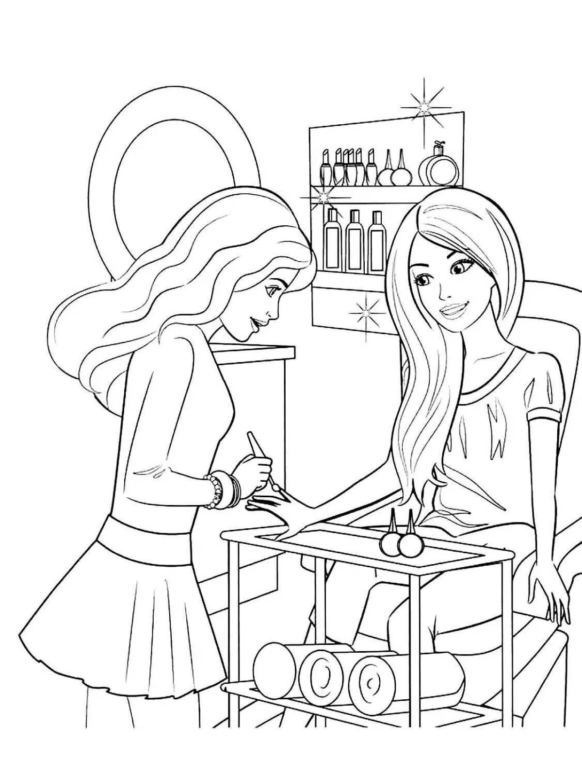 Colorful barbie coloring page