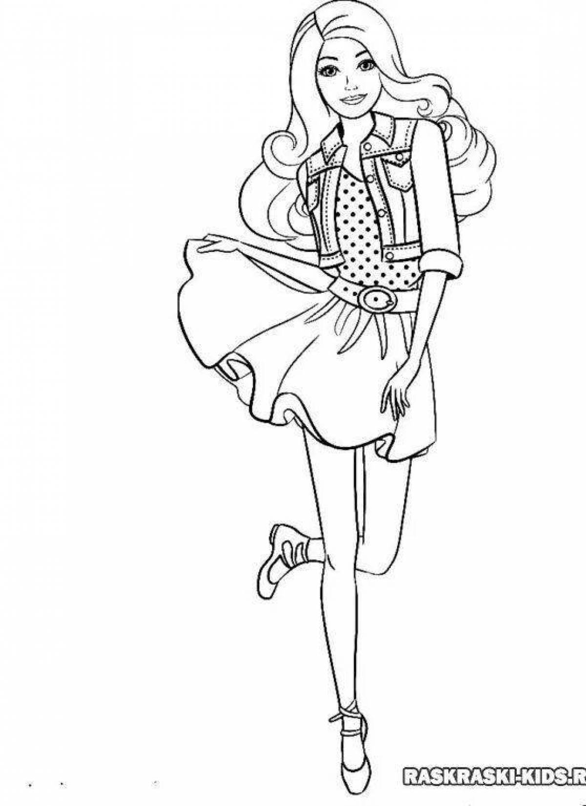 Cute barbie coloring page