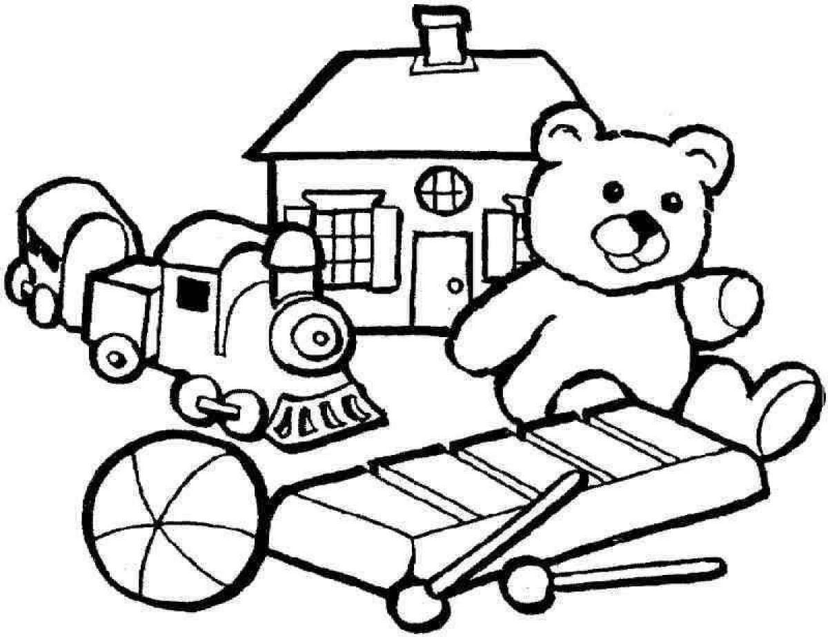 Colorful children's toys coloring book