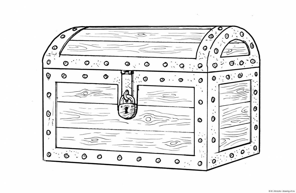 Colorful chest coloring page for kids