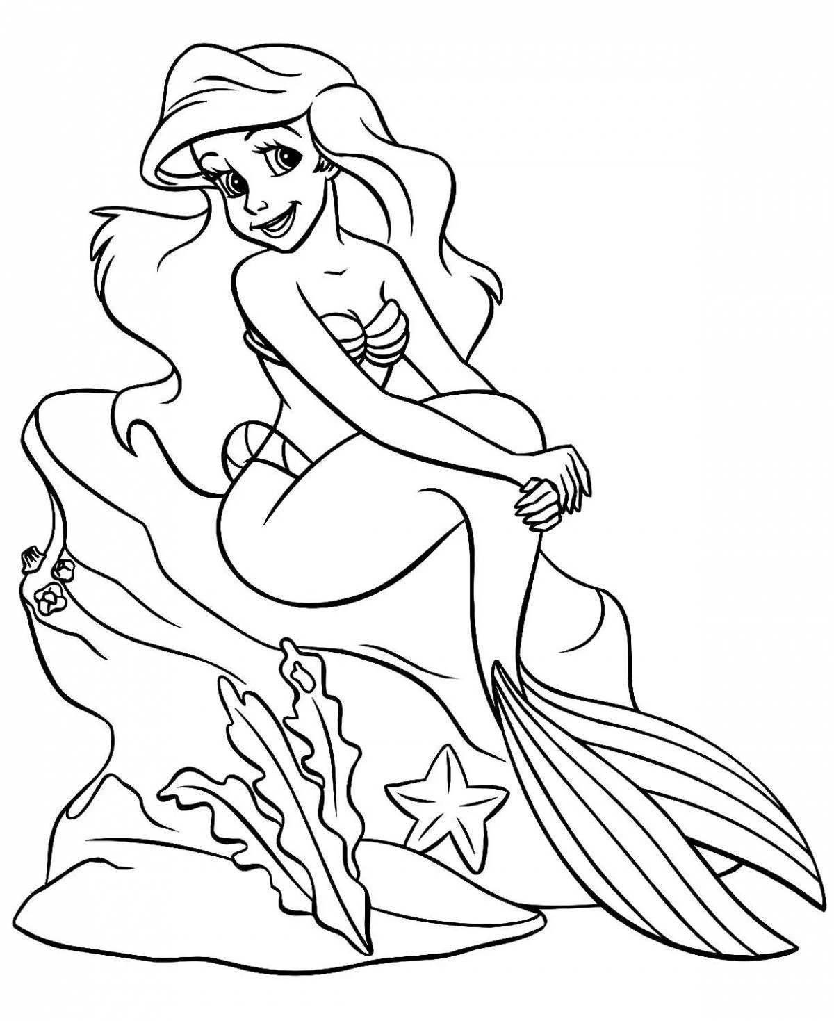 Fine coloring princess mermaid