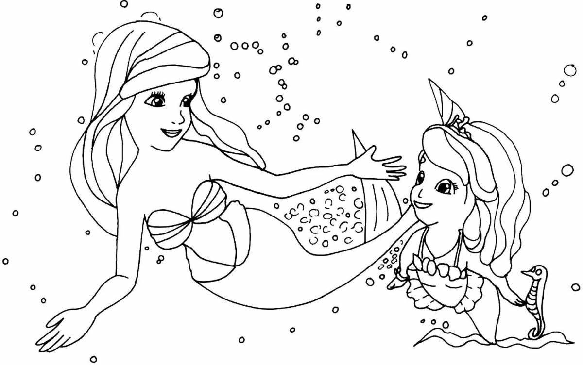 Colourful coloring princess mermaid