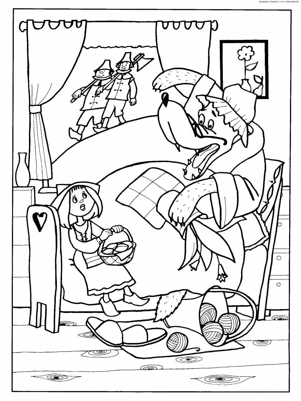 Charles Perrault glowing little red riding hood coloring page