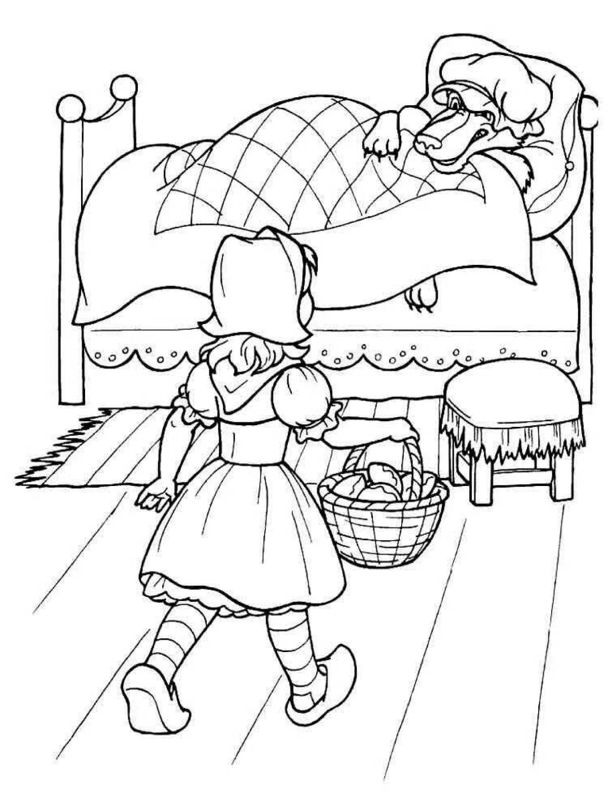 Coloring book festive little red riding hood