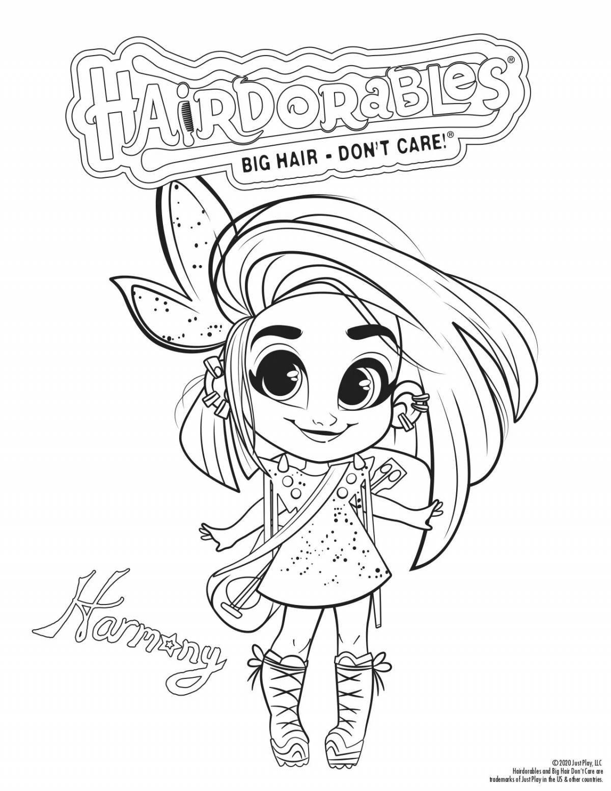 Colorful hairdorables coloring page