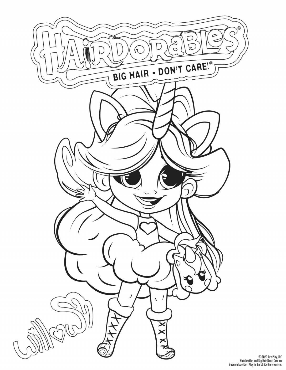 Color-playful hairdorables coloring page