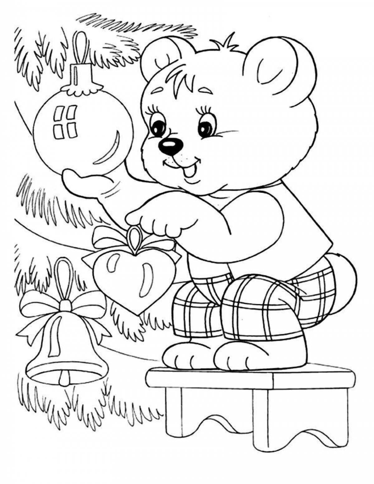Colorful Christmas animals coloring pages