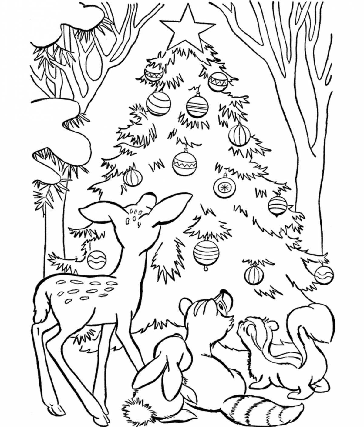 Christmas animal coloring pages