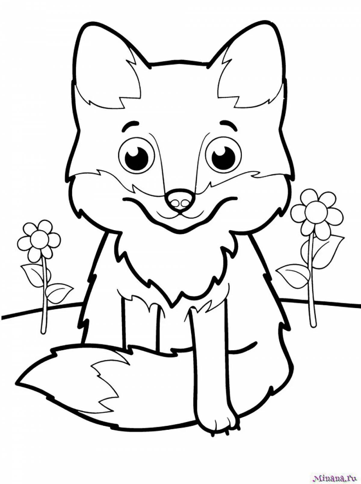 Coloring for kids playful fox