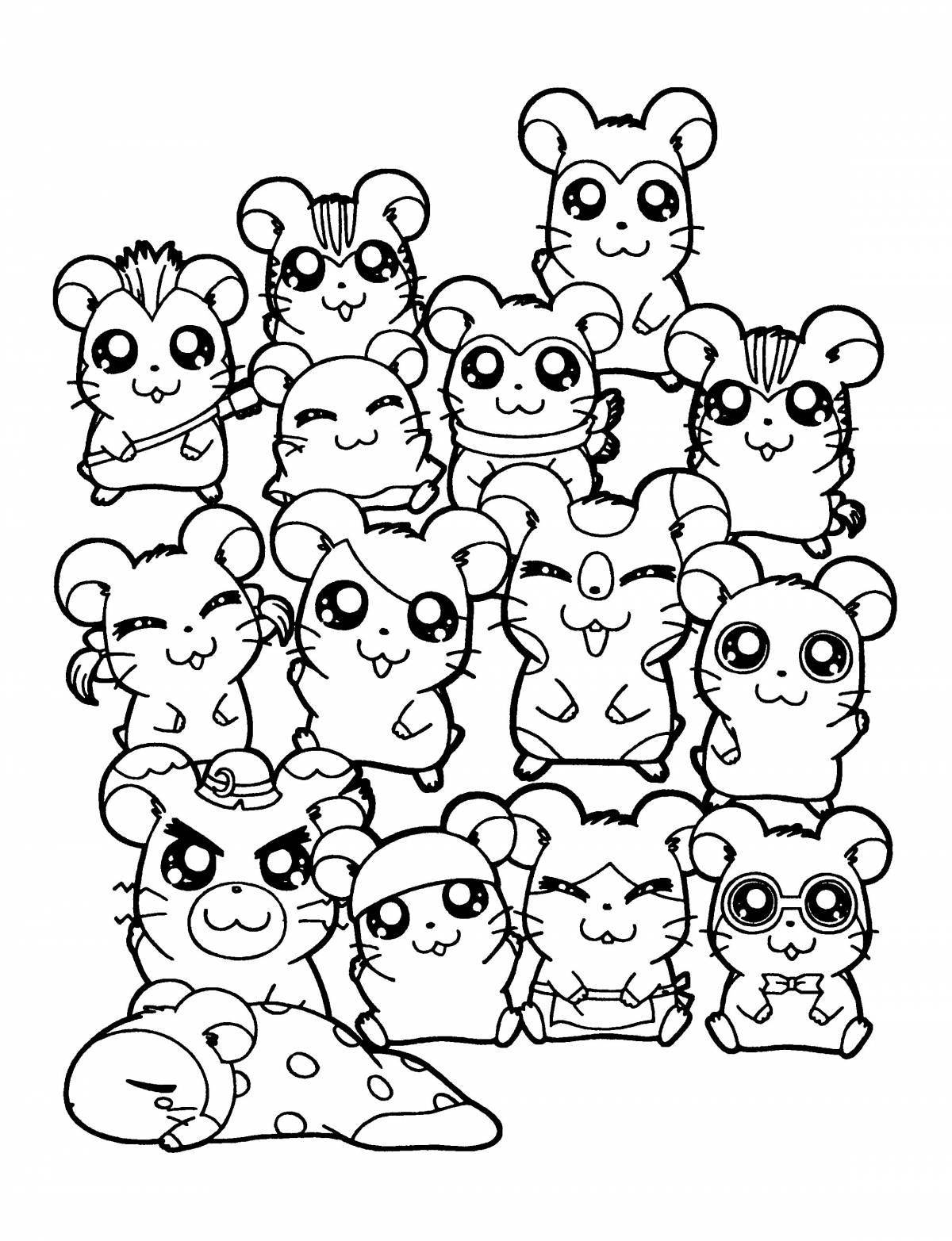 Adorable hamster coloring book