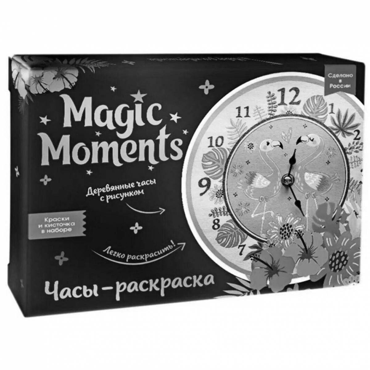 Exotic coloring clock magic moments