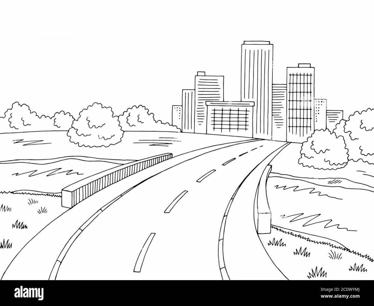 Awesome road coloring page for kids