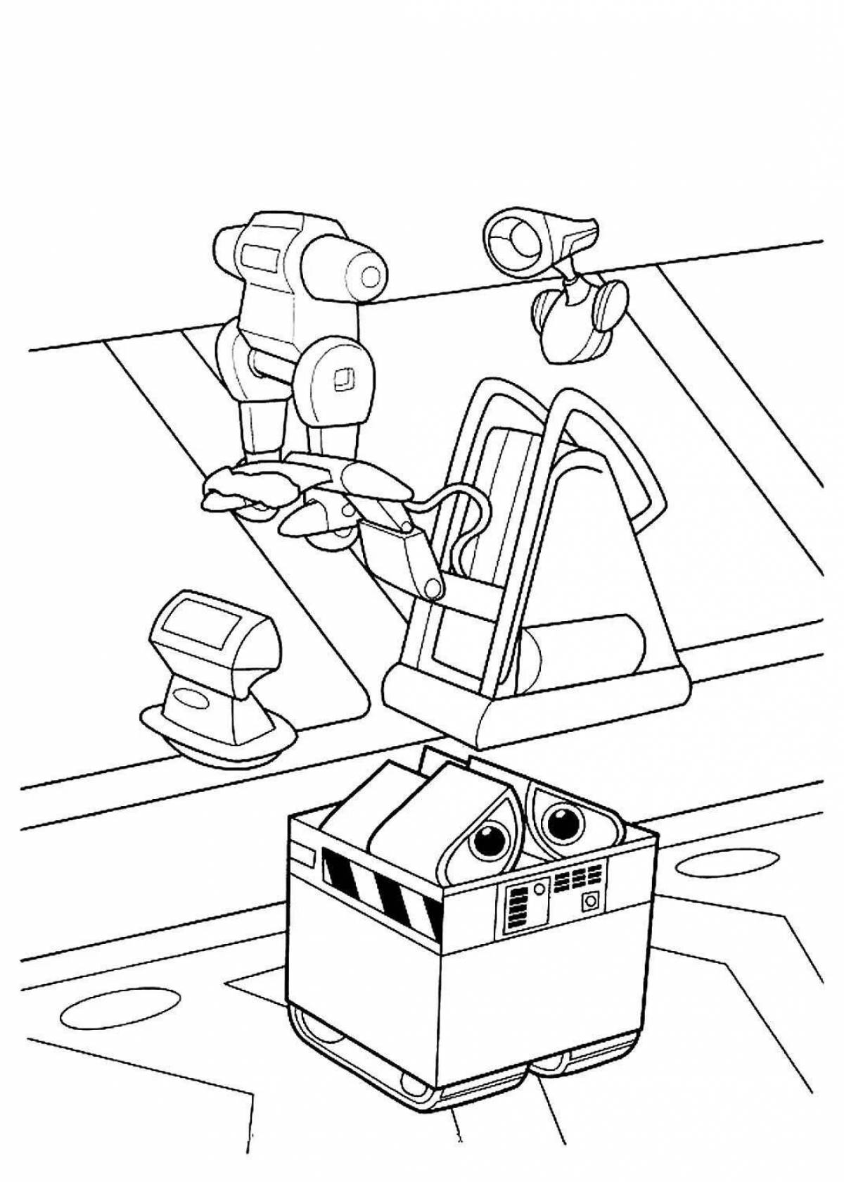 Glittering robot valley coloring page
