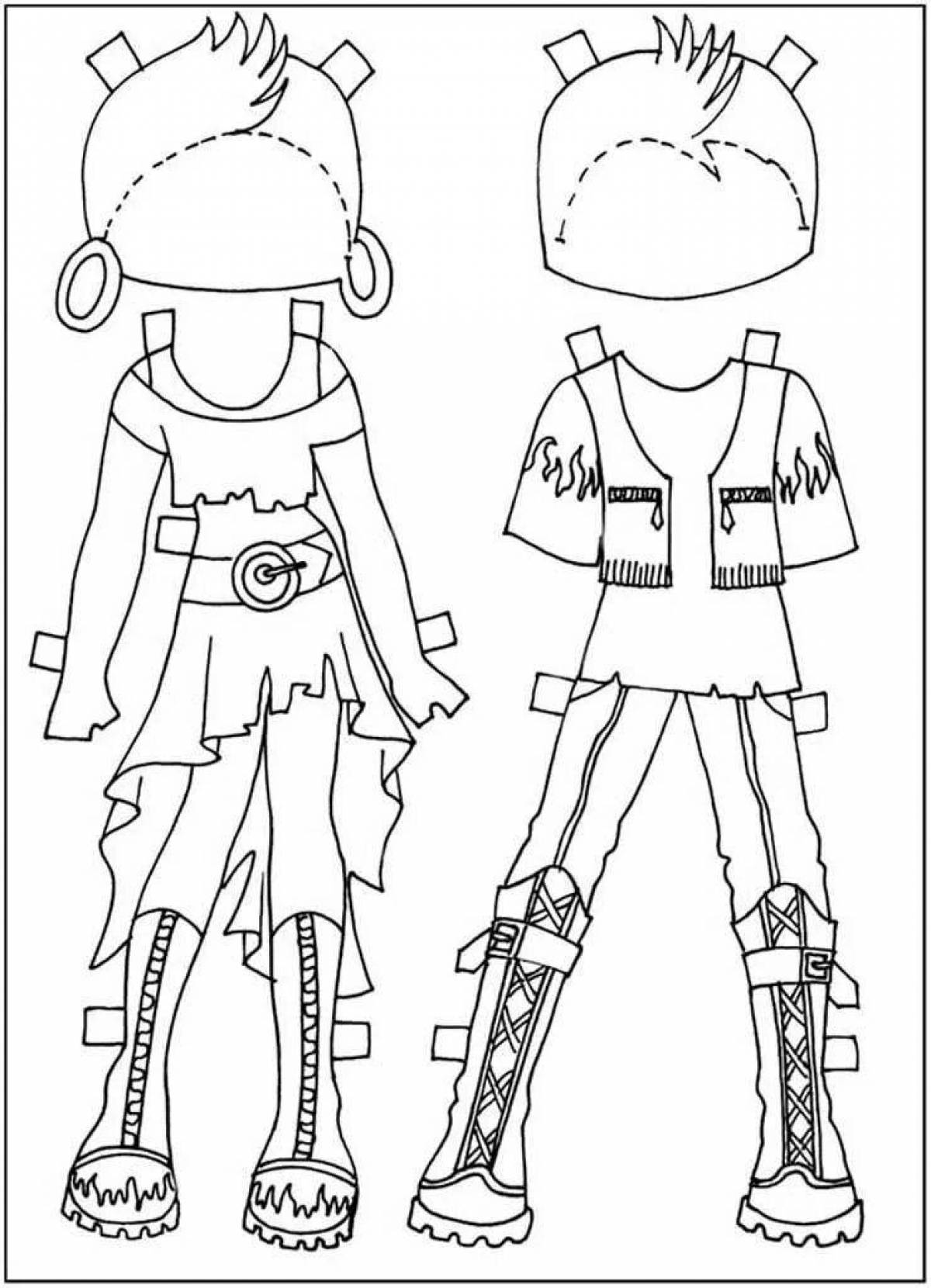 Coloring page cute puppet boy