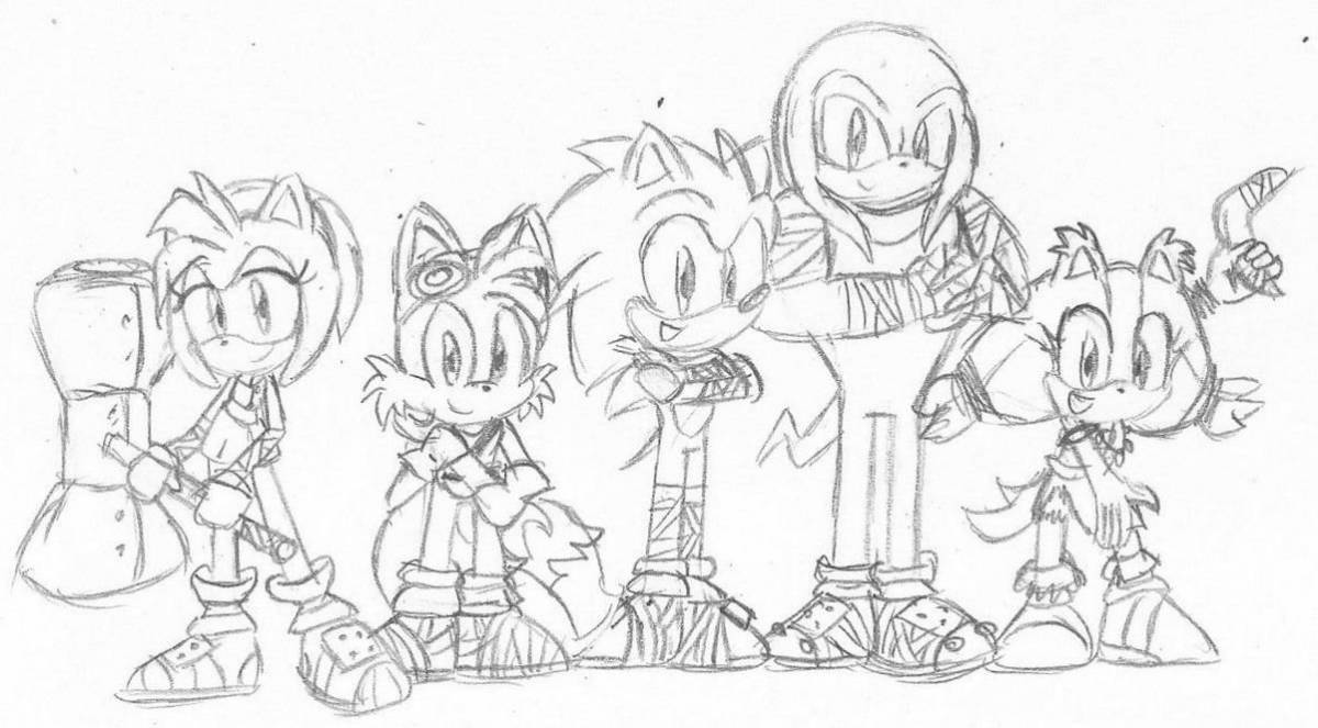 Excited sonic team coloring book