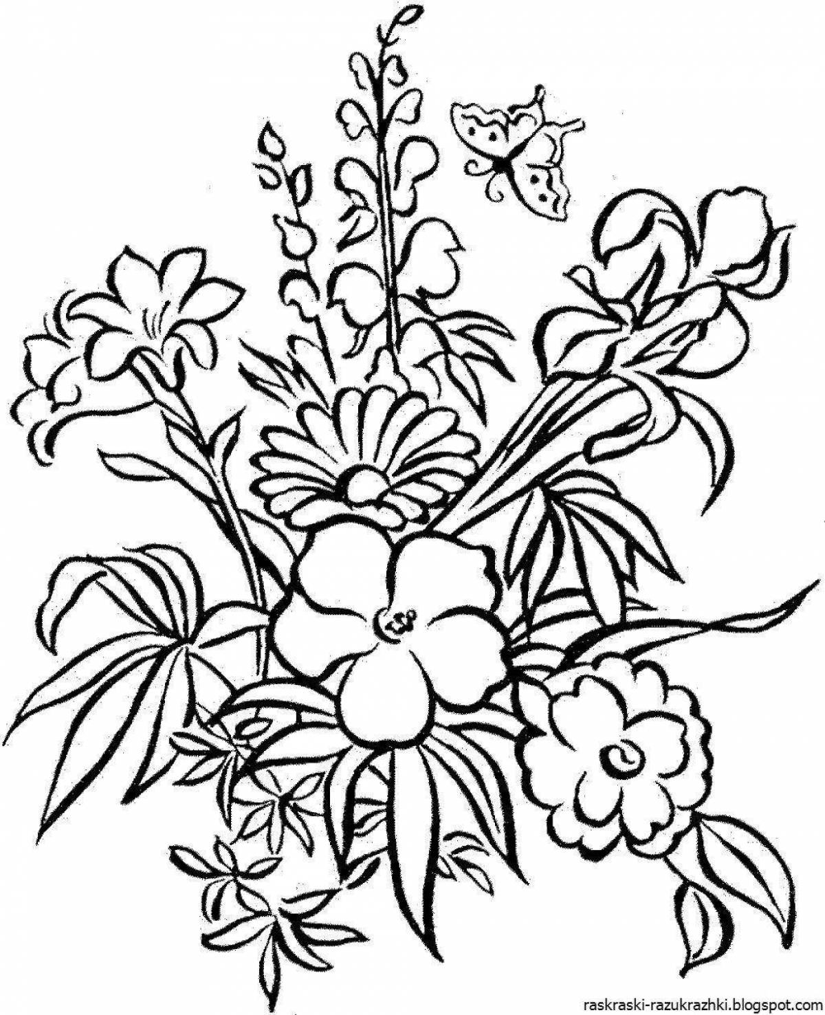Colorful coloring picture of flowers