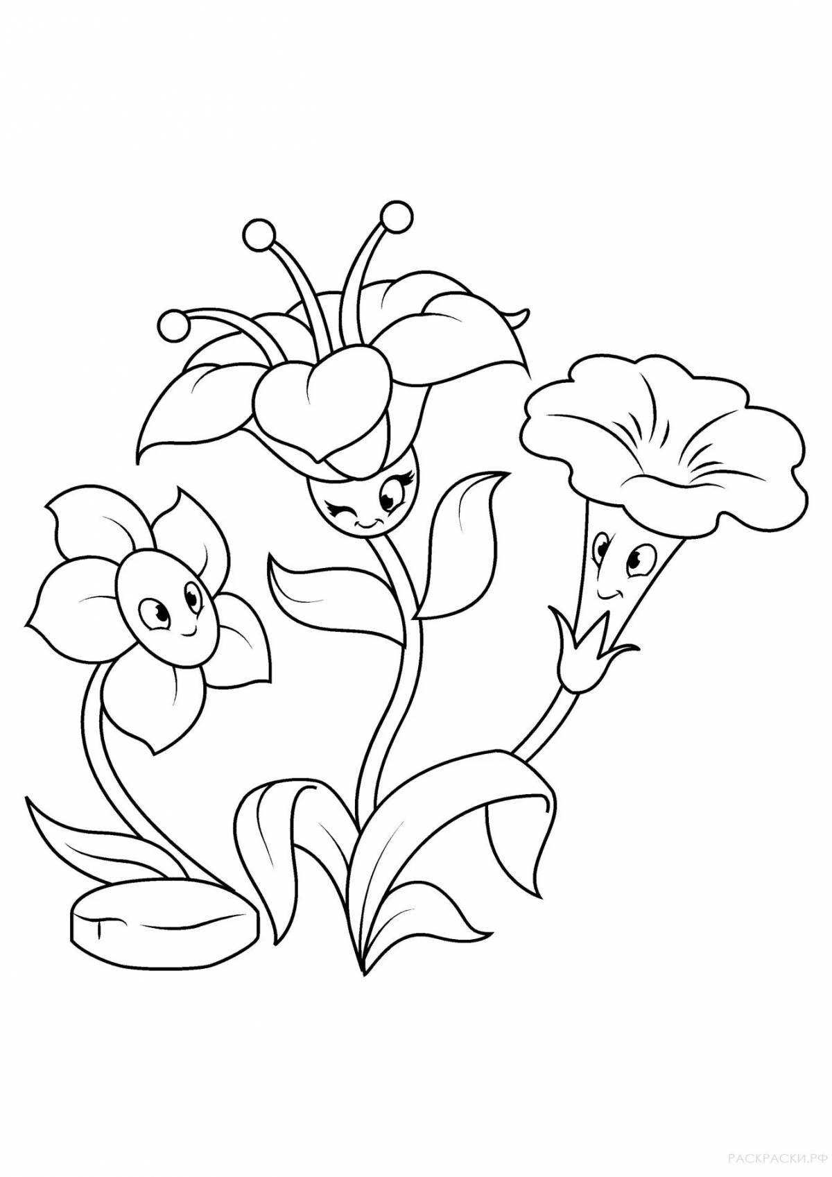 Bright coloring flowers drawing