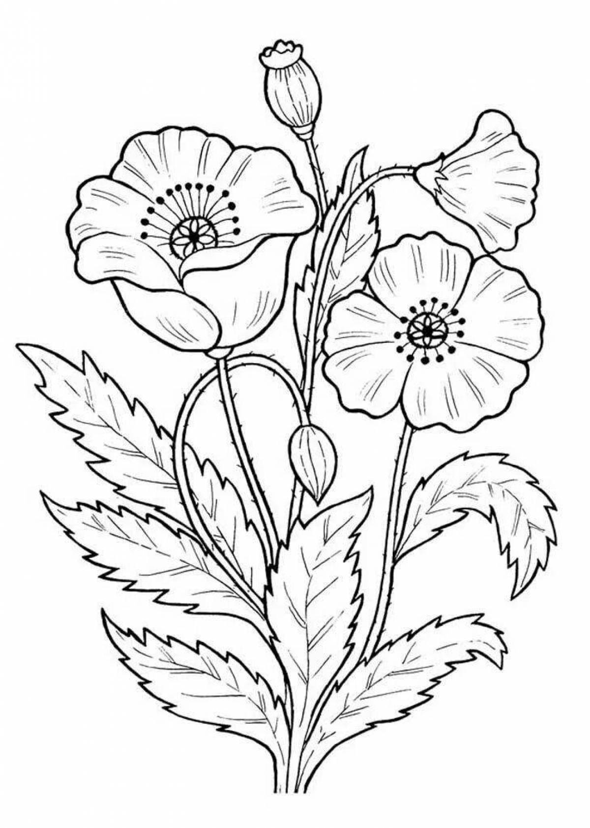 Playful coloring drawing of flowers