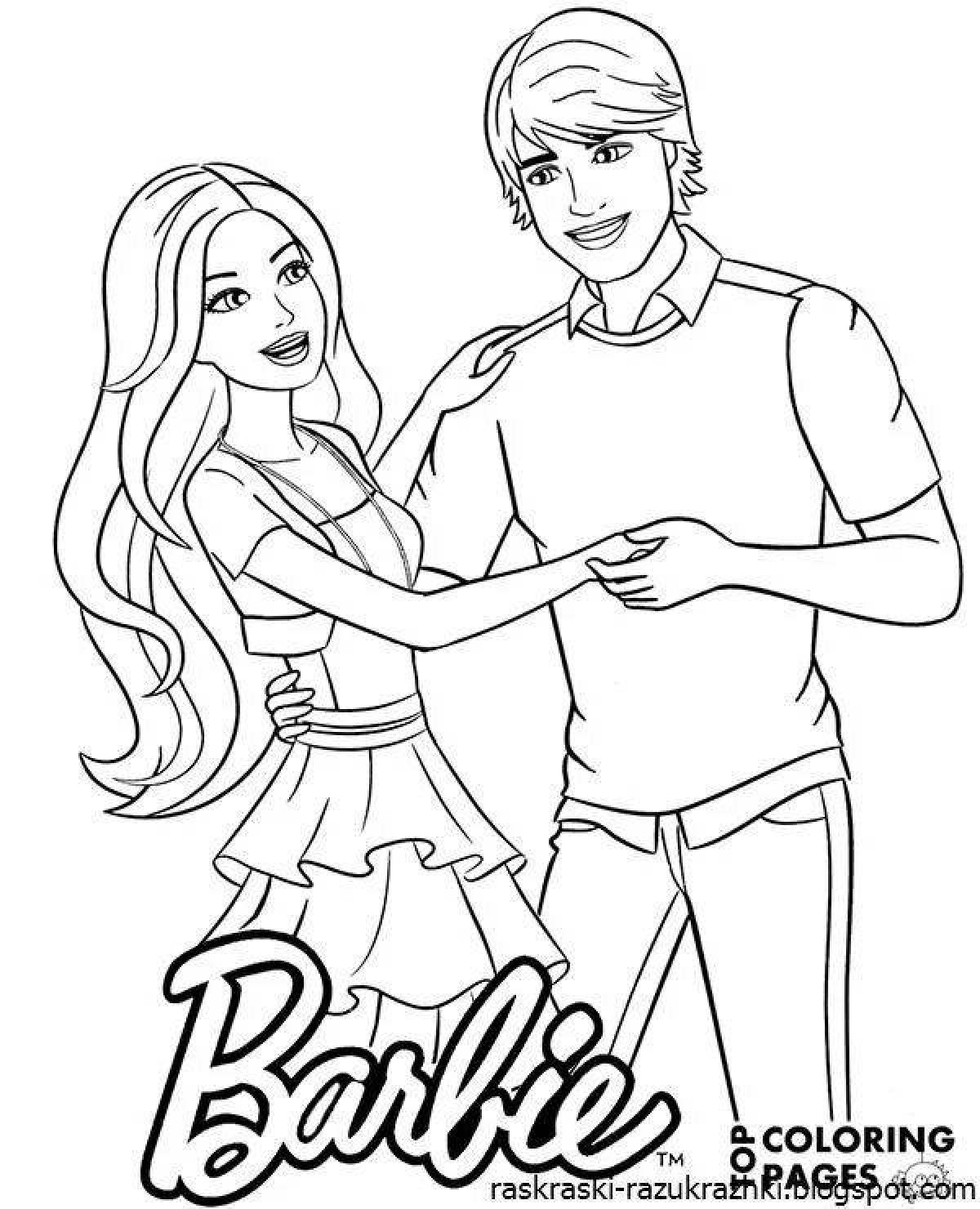 Beautiful coloring barbie with ken