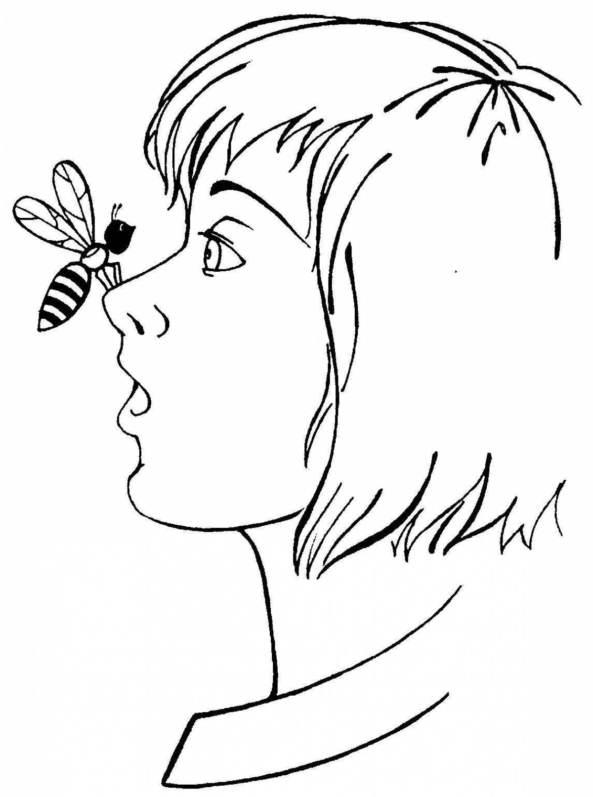 Colorful nose coloring page for kids