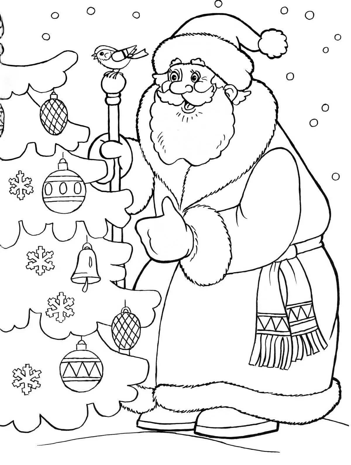 Веселые рождественские раскраски деда мороза и снегурочки